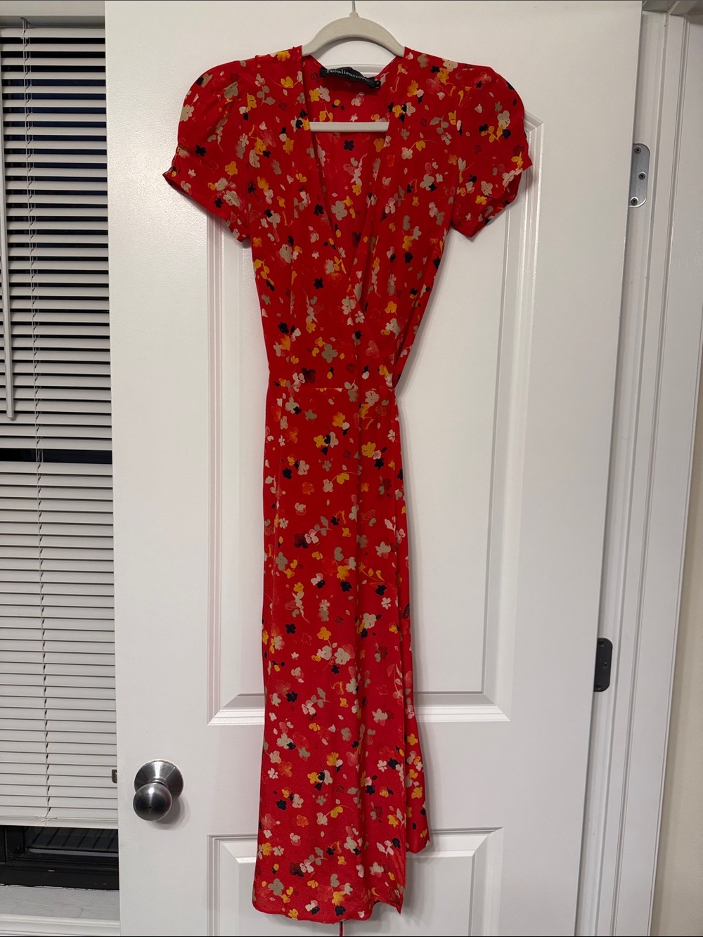 Realisation Par Teale Floral Silk Midi Wrap Dress